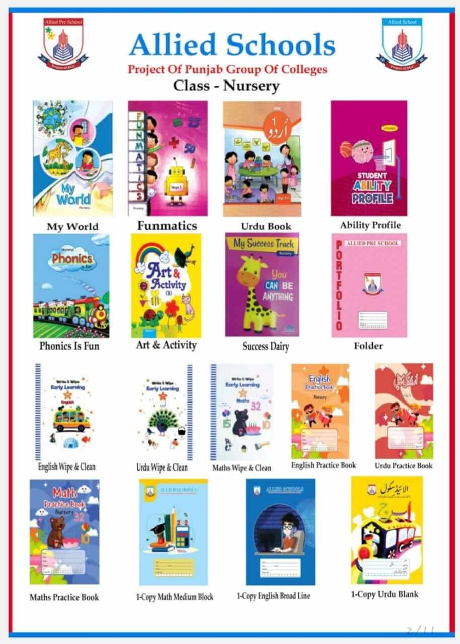 alliedbooks.pk class nursery Cover page for nursery class book set